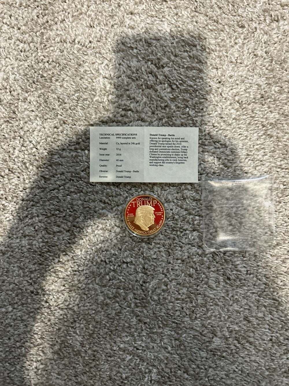 Speeches of Donald Trump Coin Collection Battle 24k Gold Layered Proof Coin with